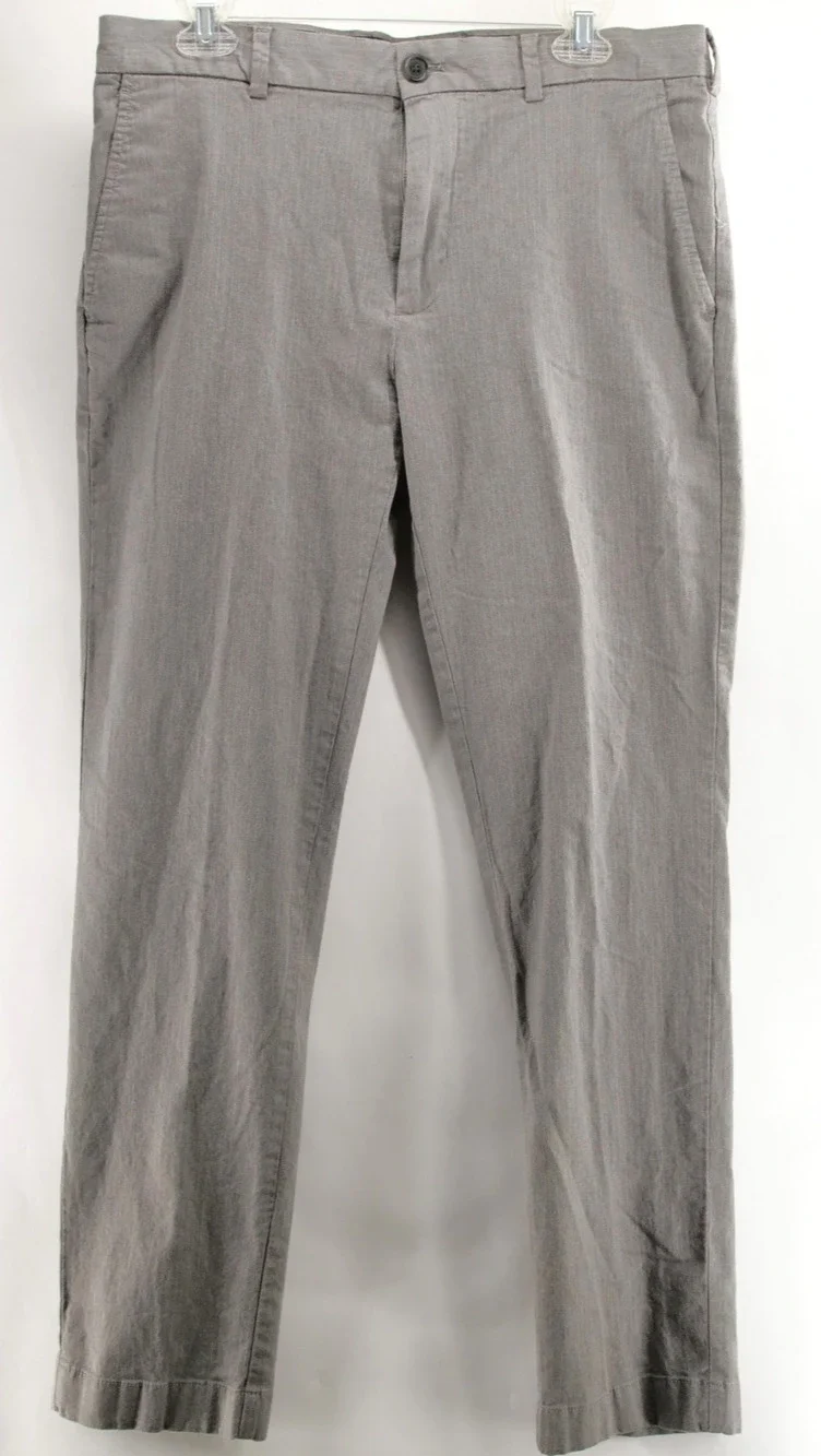 Brooks Brothers Red Fleece Chino Pants Mens 35x30 Gray Work Golf Pants Cotton